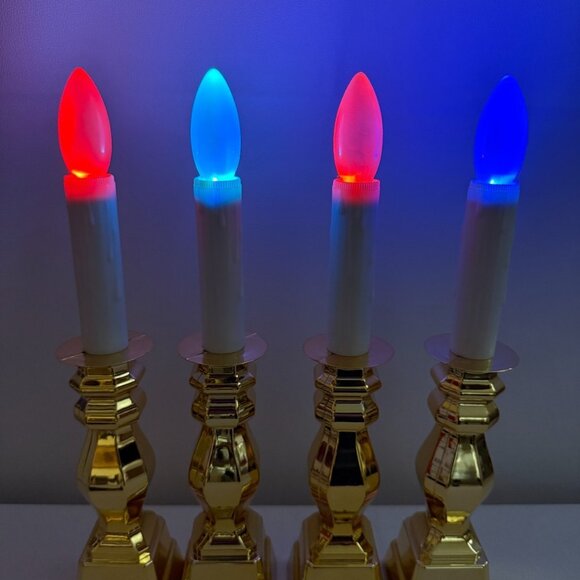 Bethlehem Color Changing Lights Premium Cordless Gold Window Candles Set 4 READ* - Picture 5 of 6